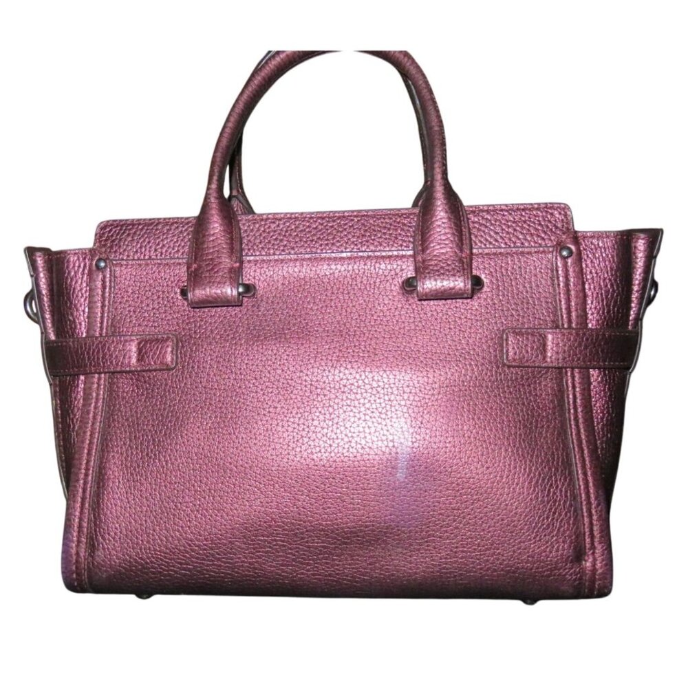 Coach Swagger 27 Cherry Metallic Pebble Leather Double Handle Satchel 36497 - Picture 2 of 15
